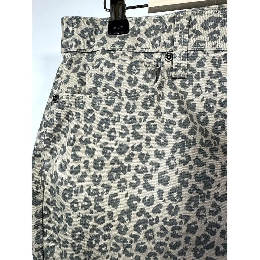 NYDJ X CHICO'S Women's Leopard Print High Rise Skinny Leg Jeans Tan Size 14